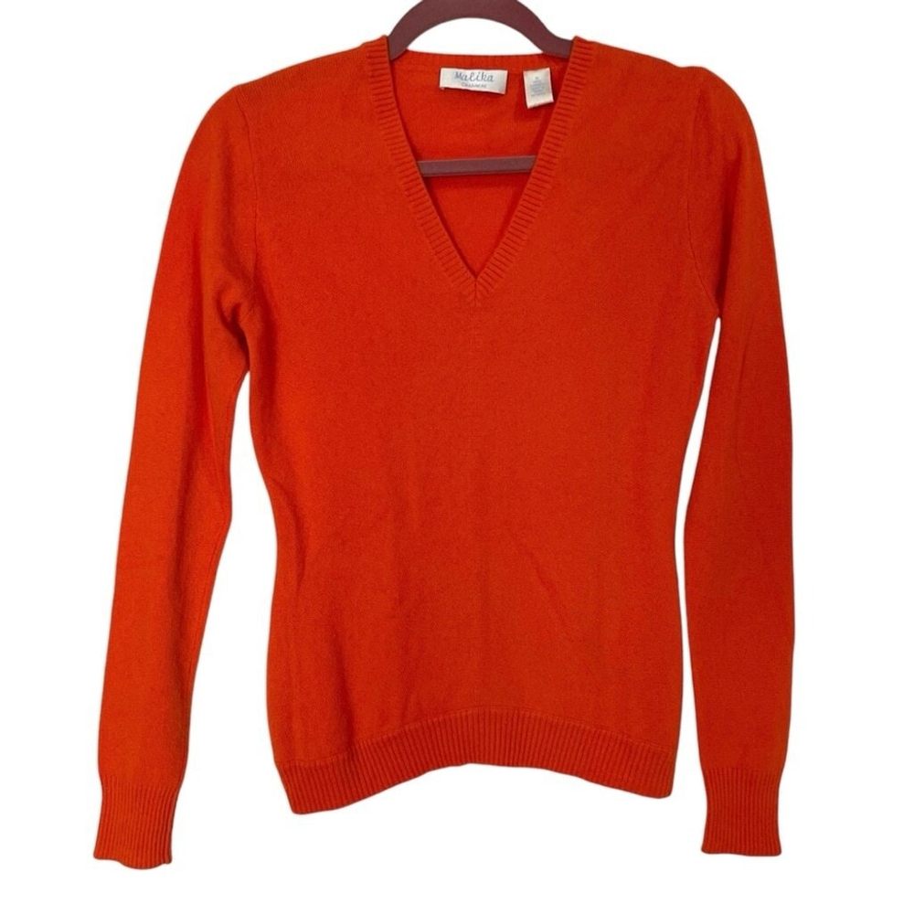 Malika Cashmere Orange Pullover Sweater Size M/XS‎